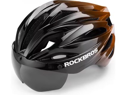 Cyklistická helma Rockbros s kšiltem, odnímatelné ochranné brýle proti UV záření, unisex - černá/hnědá