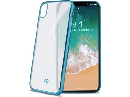 TPU pouzdro CELLY Laser - lemování s matným kovovým efektem pro Apple iPhone X/XS, světle modré