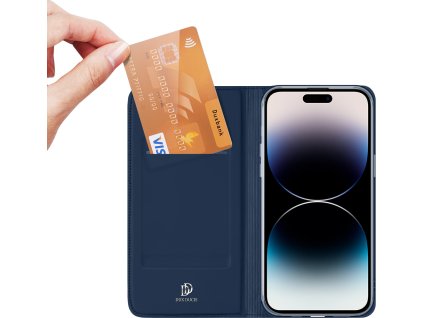 Puzdro peňaženka Dux Ducis Skin Pro pre iPhone 15 Pro Max – modré