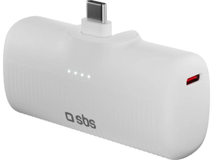 Powerbanka SBS EcoPower 5000 mAh 10W s vestavěným portem USB-C - bílá