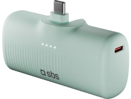 Powerbanka SBS EcoPower 5000 mAh 10W s vestavěným portem USB-C - zelená
