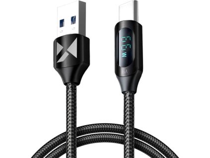 Wozinsky WUACC1 USB A - USB C kábel s displejom 66W 6A 1m - čierny
