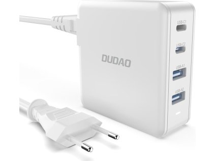 GaN 100W rýchla nabíjačka do siete 2 x USB-C / 2 x USB Dudao A100EU - biela