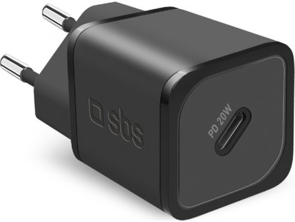 SBS TETRGAN1C20K 20W GaN USB-C nástenná nabíjačka s napájaním - čierna