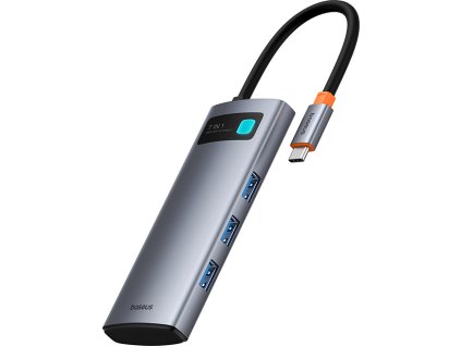 Baseus Metal Gleam 7v1 HDMI 4K 60Hz USB-C Hub / 3x USB 3.0 / USB-C PD / SD / microSD - šedý