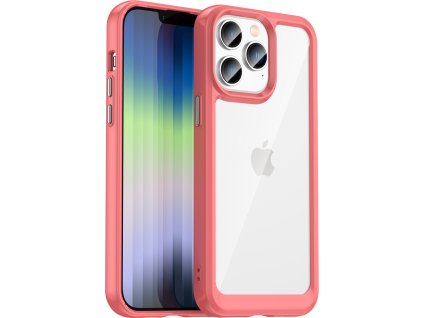 Pouzdro Outer Space pro iPhone 14 Pro Max, pevné, s gelovým rámečkem, červené