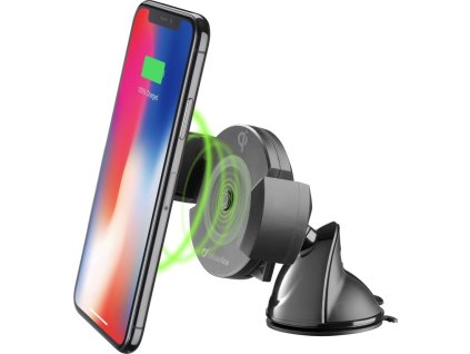 Univerzální držák CellularLine Pilot Active s přísavkou a funkcí bezdrátového nabíjení, černý