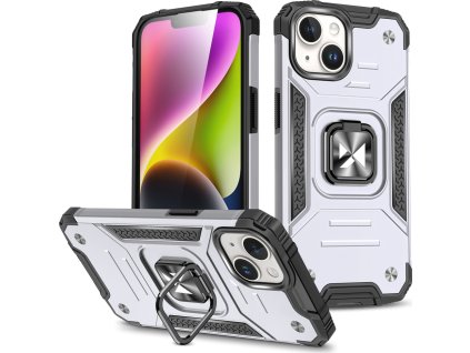 Pouzdro Wozinsky Ring Armor pro iPhone 15 Plus – stříbrné