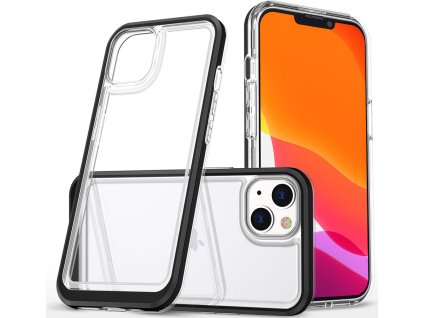 Průhledný silikonový kryt 3v1 pro iPhone 14 Plus s černým rámem