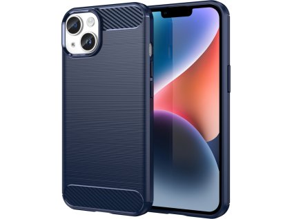Carbon Case iPhone 14 kryt s flexibilním gelovým zadním krytem modrý