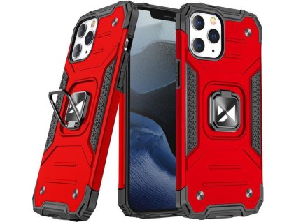 Pouzdro Wozinsky Ring Armor pro iPhone 14 Pro, obrněný kryt, magnetický držák, kroužek, červený