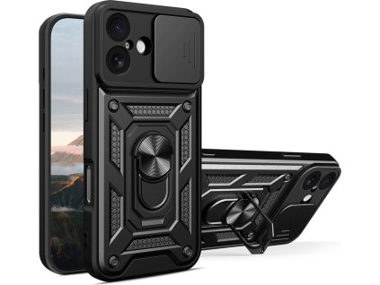 Hybrid Armor Camshield kryt pro iPhone 17 se stojánkem a krytem kamery - černý