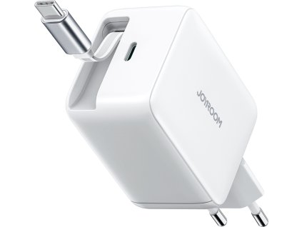 Nabíjačka Joyroom JR-TCL06 67W GaN do steny so vstavaným zasúvacím káblom USB-C – biela