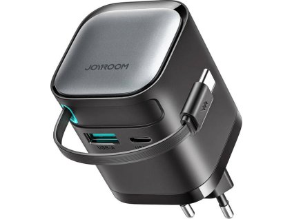 Nabíječka Joyroom JR-TCL02 65W USB-A USB-C GaN s vestavěným kabelem USB-C - černá