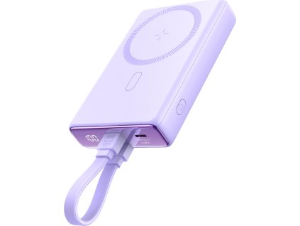 Powerbanka Joyroom JR-PBM01 magnetická 10000mAh 20W so stojanom + Lightning kábel - USB-C - fialová