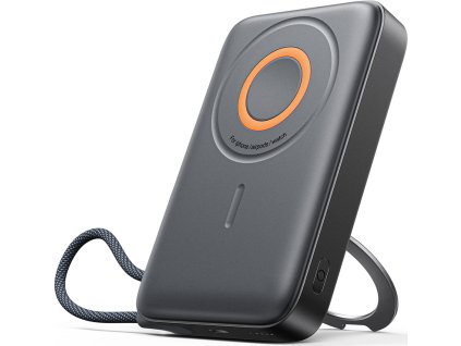 Powerbanka Joyroom JR-PBM02 22,5 W 10 000 mAh 3 v 1, magnetická indukčná, kompatibilná s MagSafe so vstavaným káblom - čierna