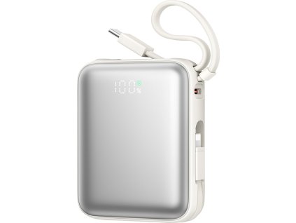 Powerbanka Joyroom JR-PBF27 10 000 mAh 22,5 W so vstavanými káblami USB-C a Lightning – biela