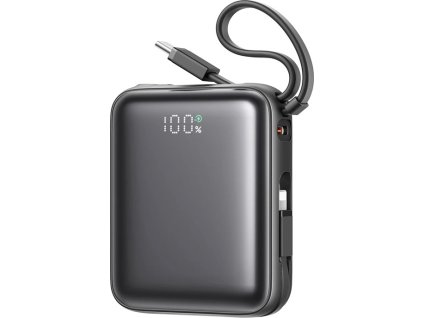 Powerbanka Joyroom JR-PBF27 10000mAh 22,5W s vestavěnými kabely USB-C a Lightning - černá