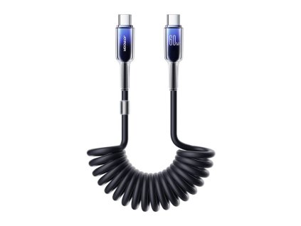 Joyroom S-A43 Crystal-Clear Series 60W USB-C - USB-C spirálový kabel 1,5 m - černý