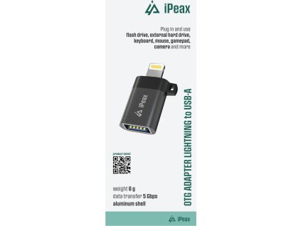 iPEAX ADAPTÉR OTG LIGHTNING / USB-A (samice) ČERNÝ