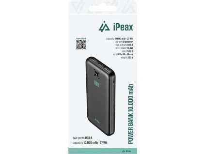 iPEAX POWER BANKA 10000 mAh, 10,5W, 2x USB-A ČERNÁ