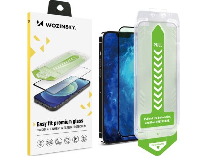 Tvrzené sklo 9H s montážním rámečkem pro iPhone 14 Plus Wozinsky Premium Glass - černé