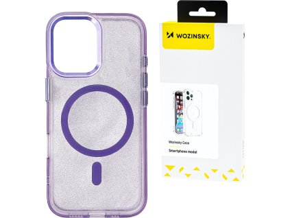 Trblietavý kryt Wozinsky Glitter Case MagSafe pre Samsung Galaxy S24 FE - fialový s trblietkami