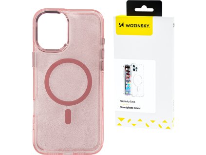 Třpytivý kryt Wozinsky pro Samsung Galaxy S25 - růžový s třpytkami