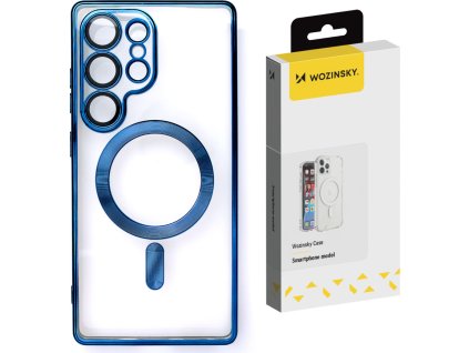 Puzdro Wozinsky s galvanickým pokovovaním a Magsafe pre Samsung Galaxy S25 – modré