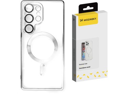 Puzdro Wozinsky s galvanickým pokovovaním a Magsafe pre Samsung Galaxy S25 - strieborné