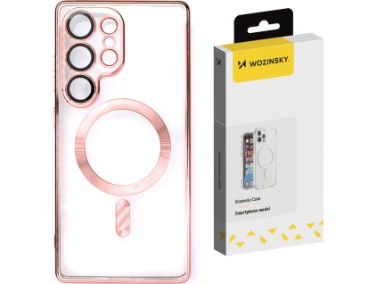 Puzdro Wozinsky s galvanickým pokovovaním a Magsafe pre Samsung Galaxy S25 Ultra – ružové