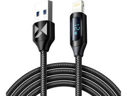 Kabel USB-A - Lightning Wozinsky WUALC2 s LED displejem 2,4A 2m - Černý