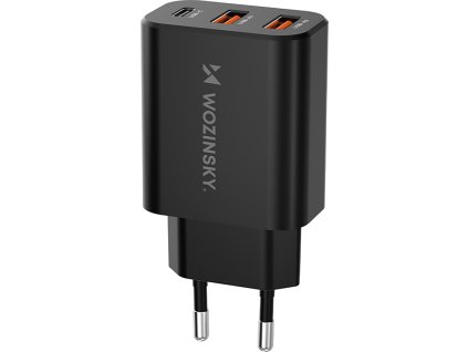 Wozinsky CWCUCB 30W USB-C / 2 x USB-A nástenná nabíjačka - čierna