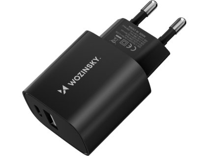 Wozinsky WGWCB USB-A USB-C 20W nabíječka do zásuvky - černá