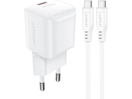 Nabíjačka do siete Acefast A73 Mini PD 20W GaN + kábel USB-C - biela