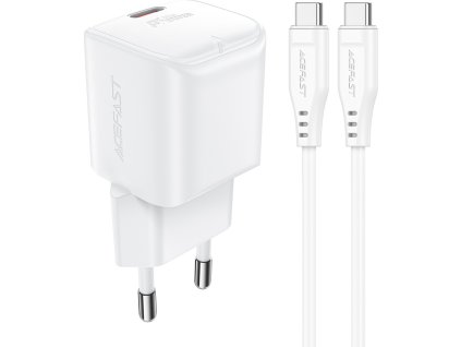 Nabíjačka do siete Acefast A77 Mini PD 30W GaN + kábel USB-C - biela