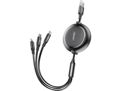 Baseus cable 3in1 Golden Loop retractable USB - micro USB + Lightning + USB-C 1,2m 3,5A black