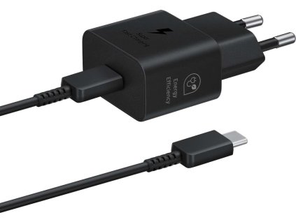 Nabíjačka Samsung EP-T2510XBEGEU 25W SFC GaN s káblom USB-C - čierna