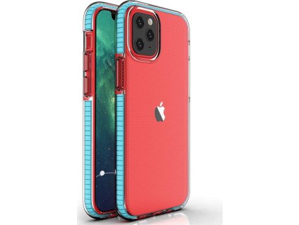 Průhledný ochranný kryt Spring Case z TPU gelu s barevným rámečkem pro iPhone 13 mini světle modrý