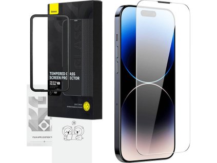 Baseus Full Screen Tempered Glass for iPhone 14 Pro Max with Speaker Cover 0.3mm + Mounting Frame