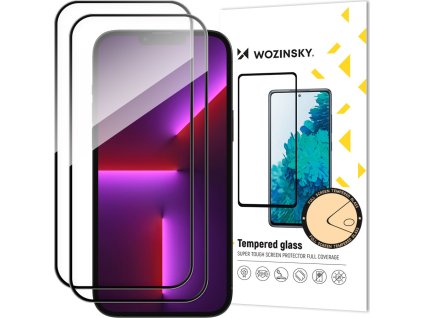 Wozinsky Sada 2x Super Odolné Tvrzené Sklo s Celým Lepicím Rámečkem pro iPhone 14 Pro, Černé