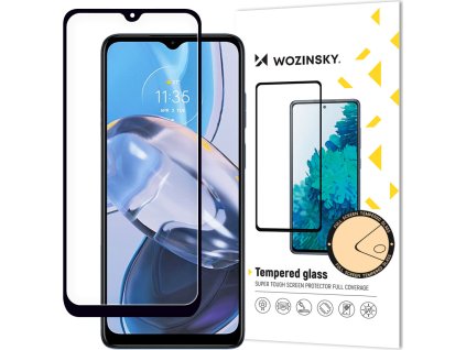 Tvrzené sklo Wozinsky Full Glue pro Motorola Moto E22i / E22 s celoplošnou úpravou a rámem, černé (vhodné pro použití na pouzdře).