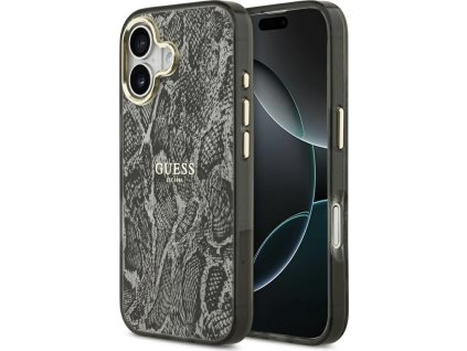 Pouzdro Guess MagSafe s pythonovým vzorem pro iPhone 17 - černé