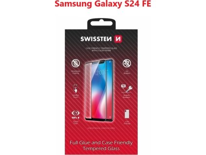 SKLO SWISSTEN FULL GLUE, COLOR FRAME, CASE FRIENDLY PRE SAMSUNG S721B GALAXY S24 FE 5G ČIERNE