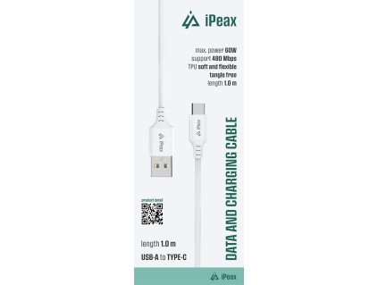 iPEAX TPU KÁBEL USB-A / USB-C 1M, USB 2.0 BIELÝ