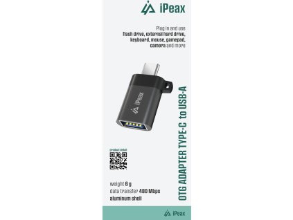 iPEAX ADAPTÉR OTG USB-C / USB-A (samice) ČERNÝ