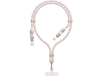 Dudao L20MAX 4v1 kábel / šnúrka na krk USB-A / USB-C / Lightning PD QC 65W 1,5 m - ružový