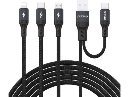 Prepojovací kábel Dudao L3W USB-A/USB-C na Lightning/USB-C/MicroUSB 66W - čierny