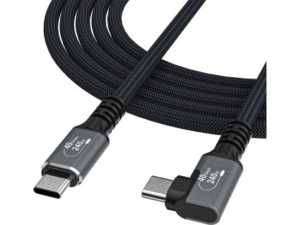 Wozinsky WPS3-UY41S USB-C Thunderbolt 4 240W 1m 4K úhlový zahnutý kabel - černý