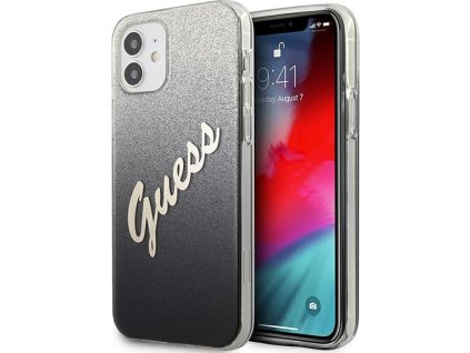 Guess GUHCP12SPCUGLSBK pevný kryt pro iPhone 12 mini 5,4" černý/černý s třpytivým gradientním písmem